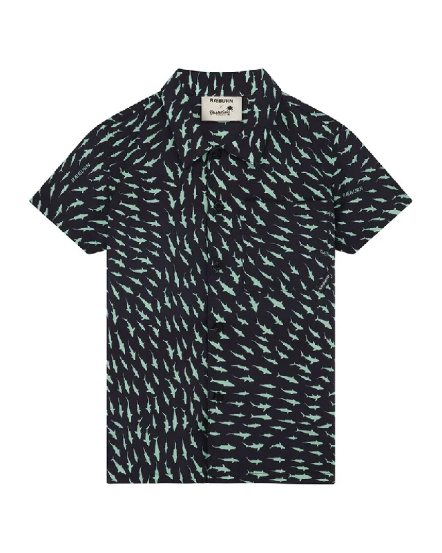 Men's Iron-Free Shirts for Wrinkle-Resistant WearBoardies¨ X Raeburn Sharks Open Collar Shirt Men's Iron-Free Shirts for Wrinkle-Resistant WearBoardies¨ X Raeburn Sharks Open Collar Shirt