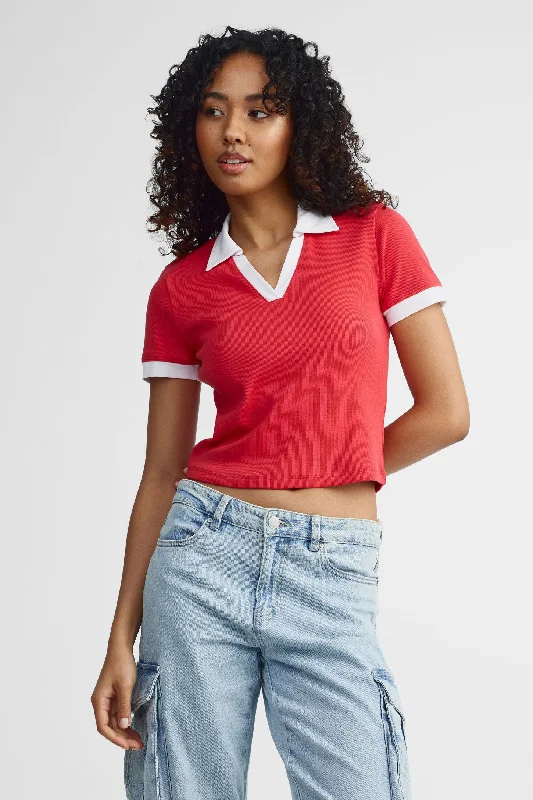 Striped Men's TopsPolo manches courtes coupe écourtée - Femme