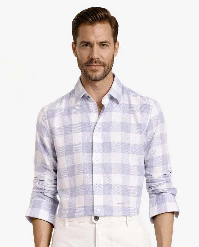 Men's Striped Shirts for a Maritime TwistRare Rabbit Men Denmark Light Blue Cotton Lyocell Fabric Full Sleeve Regular Collar Button Closure Checks Shirt Men's Striped Shirts for a Maritime TwistRare Rabbit Men Denmark Light Blue Cotton Lyocell Fabric Full Sleeve Regular Collar Button Closure Checks Shirt