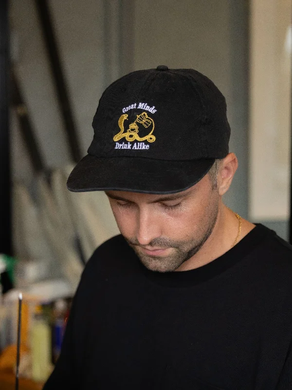Modern BeaniesAllpress X Thrills Great Minds Drink Alike 6 Panel Cap - Black