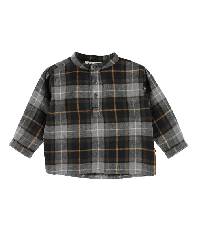 Men's Designer Dress Shirts for High-End FashionKids Boys Enoz Shirt In Grey Brown Check Men's Designer Dress Shirts for High-End FashionKids Boys Enoz Shirt In Grey Brown Check