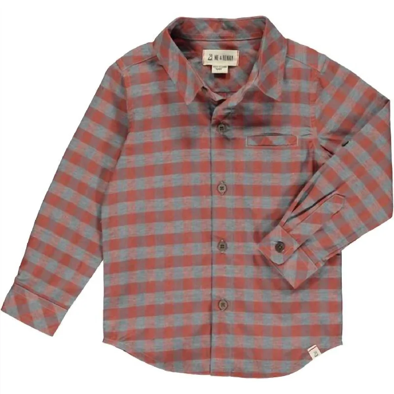 Men's Versatile Dress Shirts for Multiple OccasionsAtwood Boys Woven Long Sleeve Shirt - Select Size In Grey & Rust Plaid Men's Versatile Dress Shirts for Multiple OccasionsAtwood Boys Woven Long Sleeve Shirt - Select Size In Grey & Rust Plaid