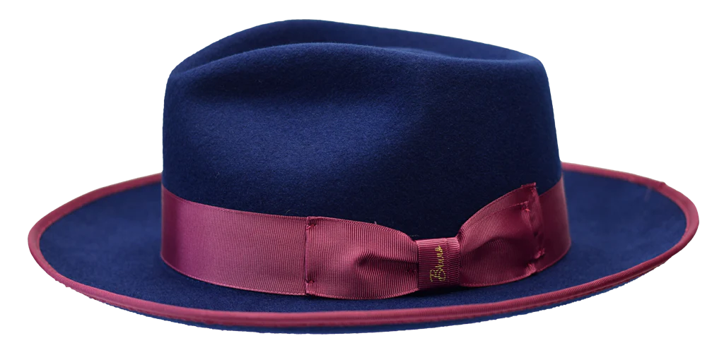 Kids' Sun HatsBlue/Burgundy Bruno Capelo Night Hawk Collection Wool Felt Fedora Men's Hat Kids' Sun HatsBlue/Burgundy Bruno Capelo Night Hawk Collection Wool Felt Fedora Men's Hat