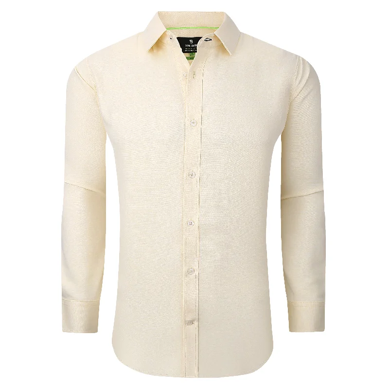 Men's Pocket T-Shirts for Added FunctionalityTom Baine Solid Linen Feel Long Sleeve Button Down