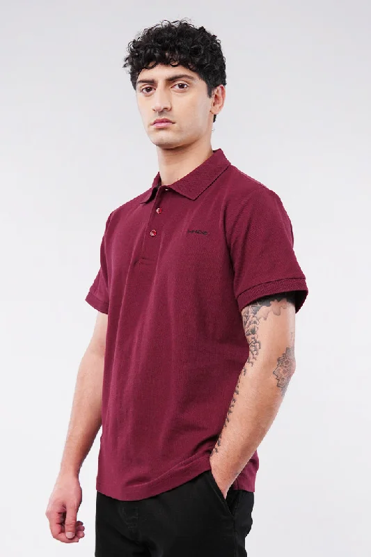Men's Shirts with Striped PatternsMNDZ Signature Polo Shirt - Maroon