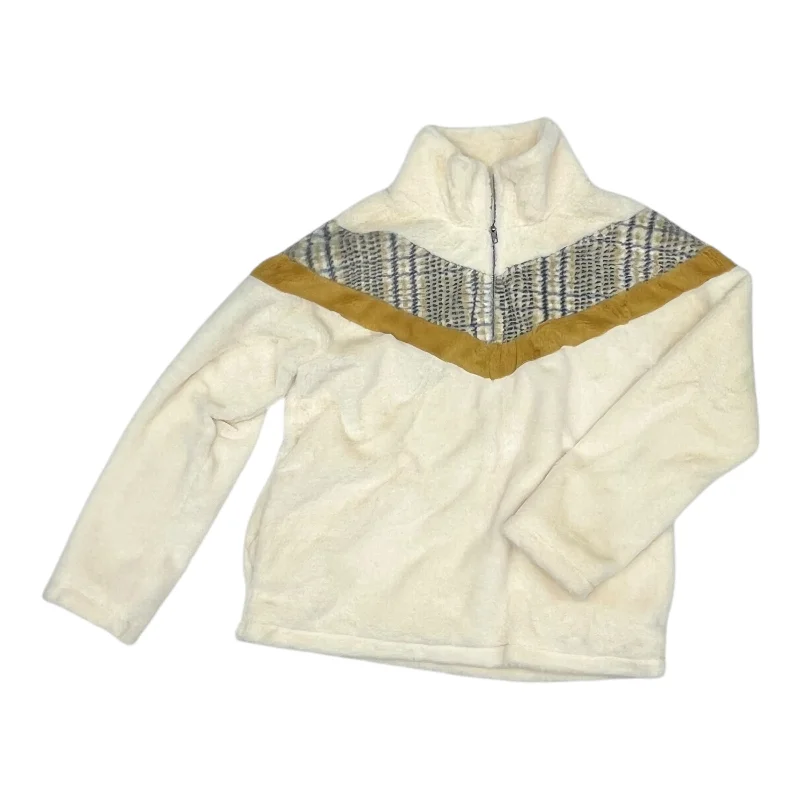 Men's Hoodies with Pass-Through PocketsSweatshirt Collar By Hem & Thread In Cream, Size:M Men's Hoodies with Pass-Through PocketsSweatshirt Collar By Hem & Thread In Cream, Size:M