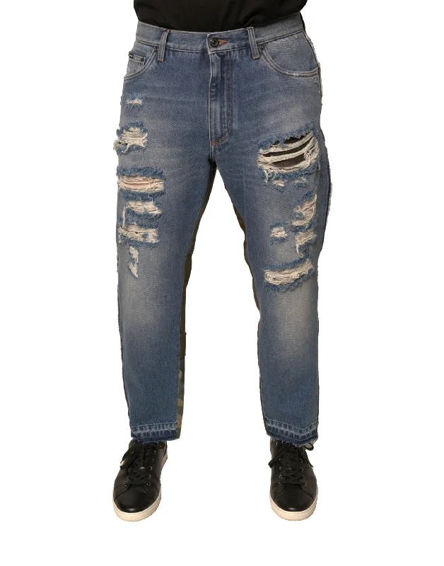Designer Men's JeansDolce & Gabbana Tatte Straight Cropped Men's Jeans