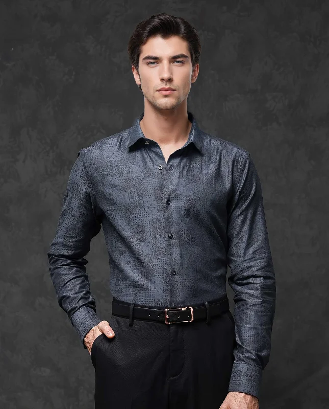 Men's Long-Sleeve Shirts for Year-Round WearRare Rabbit Mens Edgo Dusky Blue Cotton Fabric Full Sleeves Geometric Print Jacquard Shirt Men's Long-Sleeve Shirts for Year-Round WearRare Rabbit Mens Edgo Dusky Blue Cotton Fabric Full Sleeves Geometric Print Jacquard Shirt