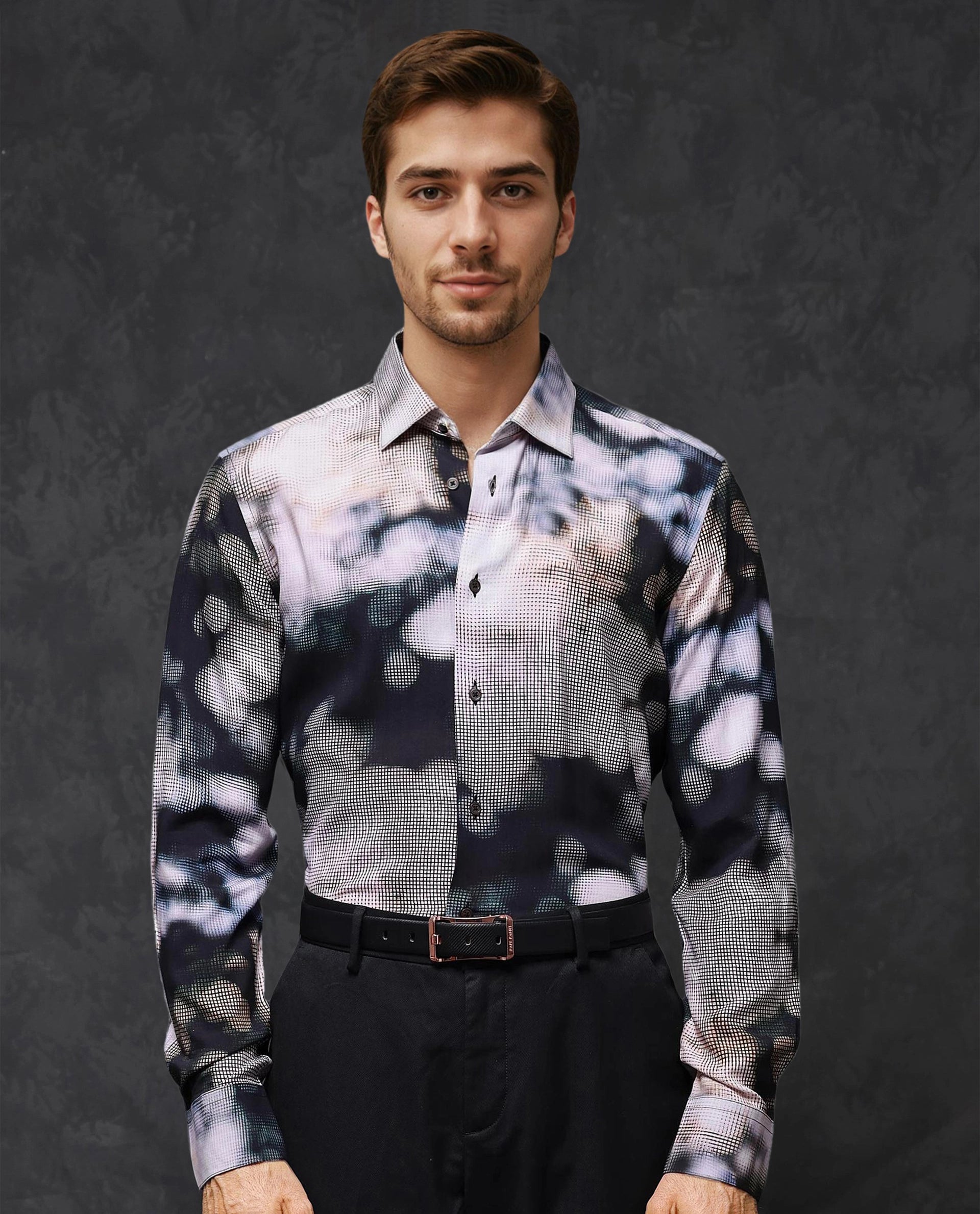 Men's Solid-Colored Shirts for VersatilityRare Rabbit Mens Pavo Black Full Sleeve Abstract Print Viscose Fabric Shirt Men's Solid-Colored Shirts for VersatilityRare Rabbit Mens Pavo Black Full Sleeve Abstract Print Viscose Fabric Shirt