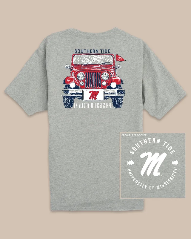 Men's Shirts with Surplice HemlinesOle Miss Rebels Heather Front Plate T-Shirt