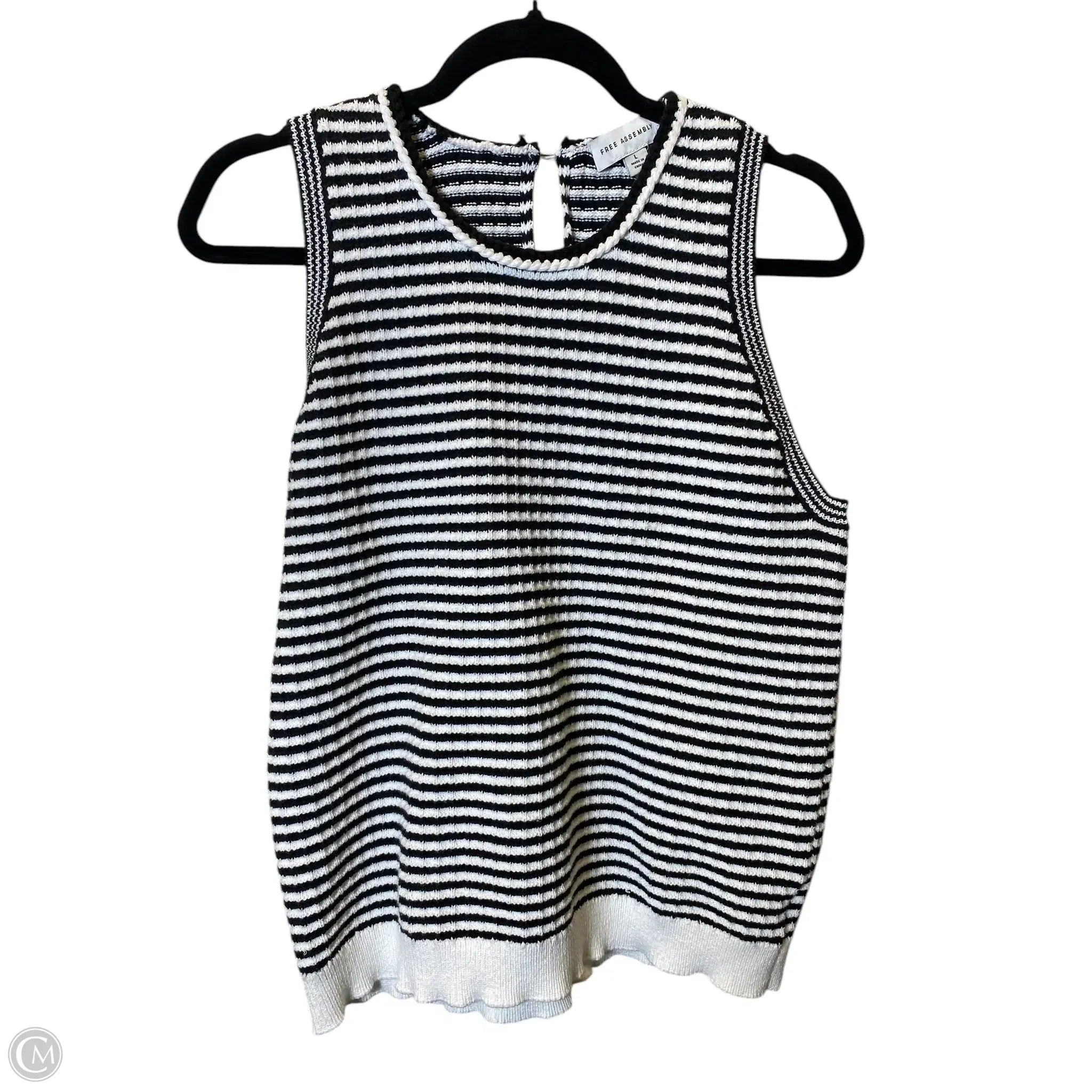 Fashionable Men's Denim JacketsVest Sweater By Free Assembly In Striped Pattern, Size: L Fashionable Men's Denim JacketsVest Sweater By Free Assembly In Striped Pattern, Size: L