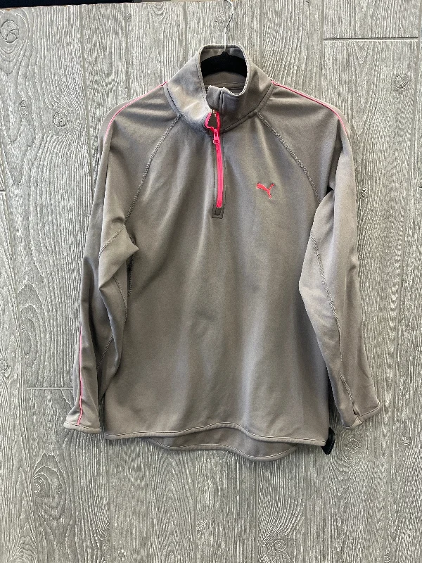 Men's Hoodies for Outdoor ActivitiesAthletic Sweatshirt Collar By Puma In Grey & Pink, Size: M