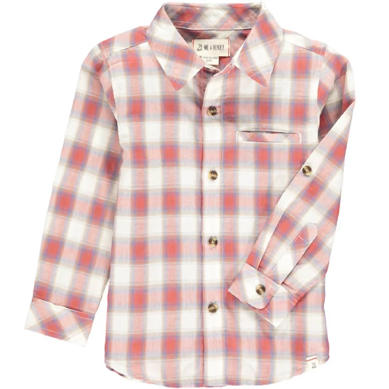 Men's Hunting Shirts for Camouflage and ComfortBoy's Atwood Long Sleeve Woven Shirt In Coral, White & Blue Plaid Men's Hunting Shirts for Camouflage and ComfortBoy's Atwood Long Sleeve Woven Shirt In Coral, White & Blue Plaid