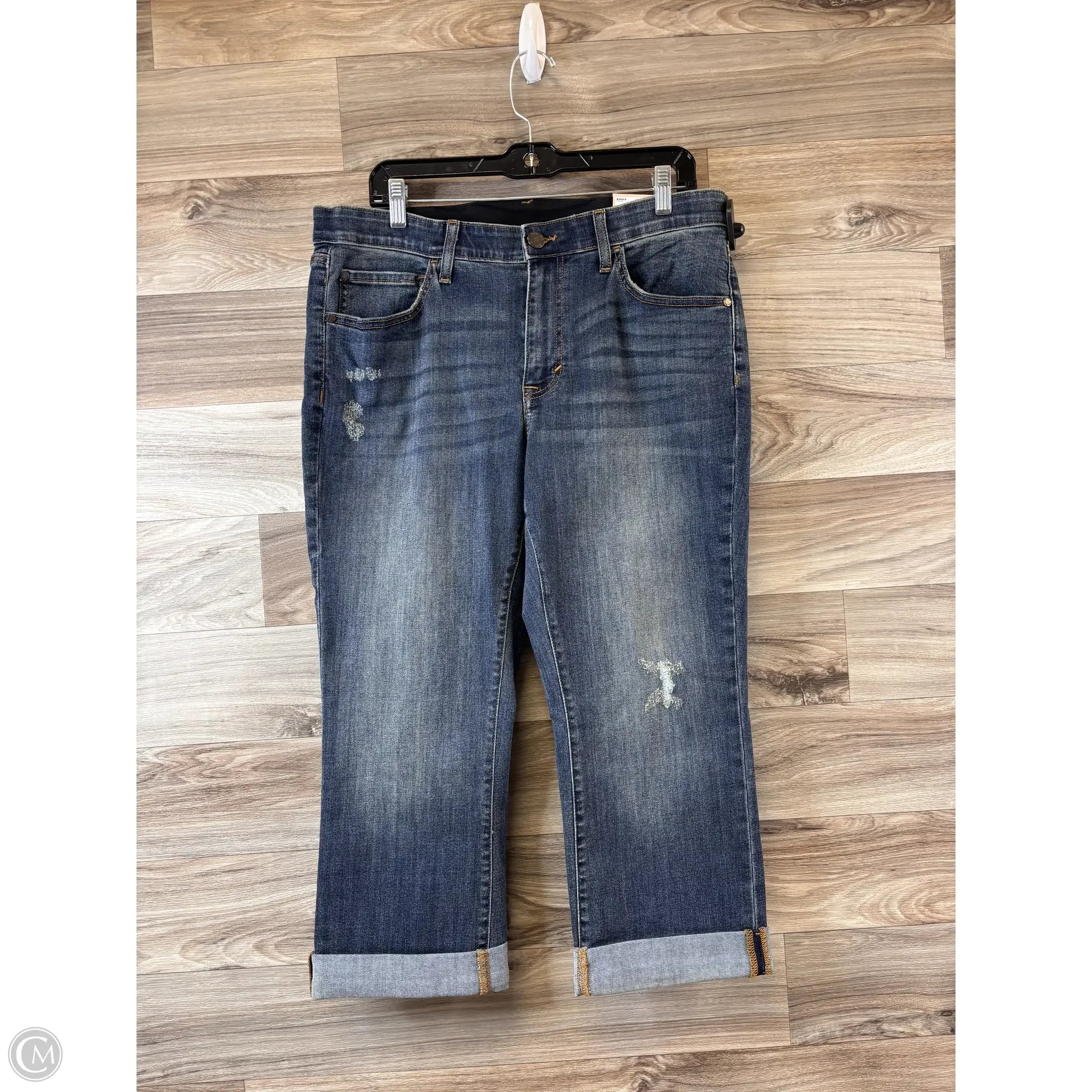Cool Distressed Men's JeansJeans Cropped By Evri In Blue Denim, Size: 14