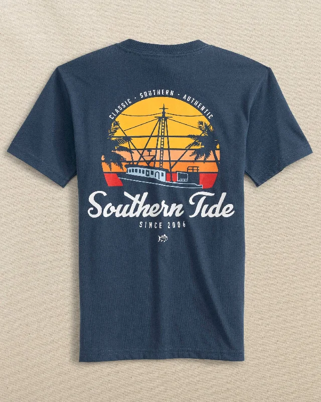 Men's Shirts with High NecksKids Sunsets and Ships Short Sleeve T-Shirt
