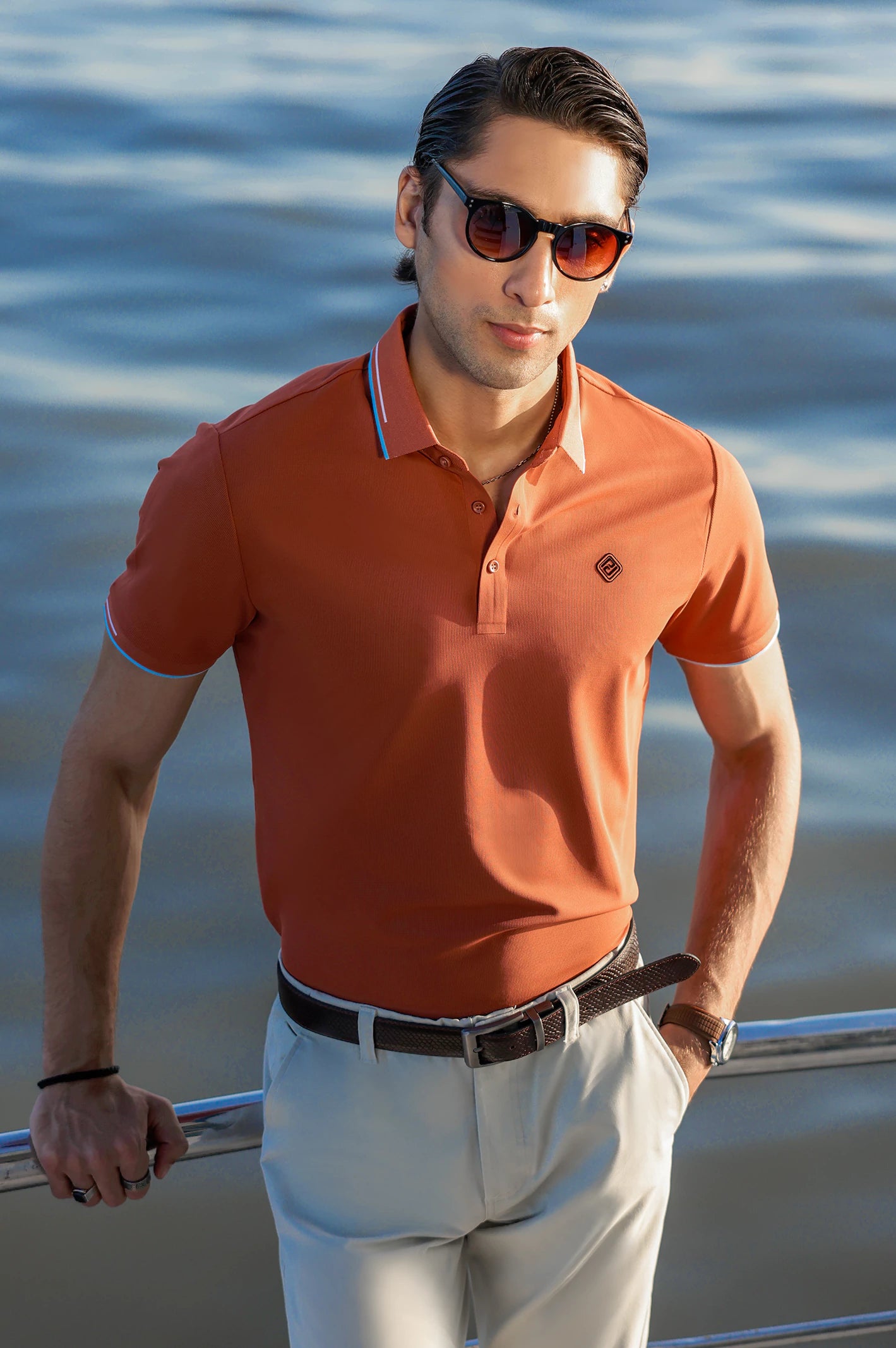 Men's Sleeveless TopsRust Yarn Dyed Polo