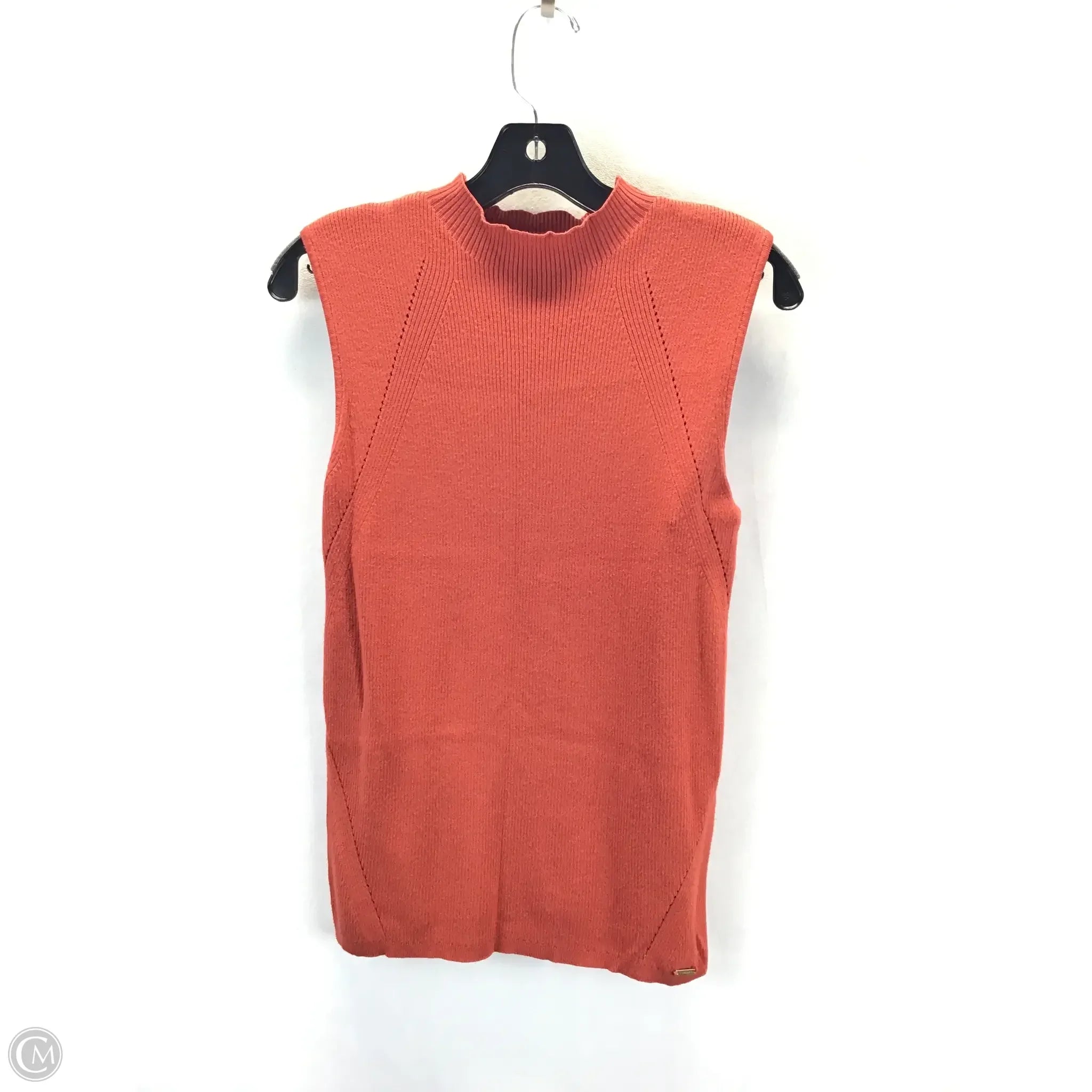 Men's Coats with Inner PocketsVest Sweater By Tahari By Arthur Levine In Orange, Size: L