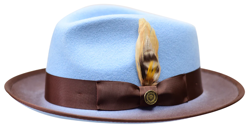 Relaxed Fisherman HatsSky Blue-Brown Men's Wool Hat Fashion Design Felt Fedora New Yorker Collection Relaxed Fisherman HatsSky Blue-Brown Men's Wool Hat Fashion Design Felt Fedora New Yorker Collection