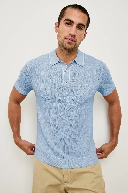 Men's Shirts with Single-Breasted DesignsHARDY POLO SHIRT - LIGHT BLUE MELANGE