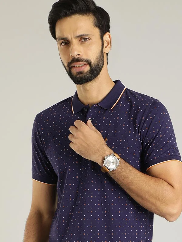 Men's Shirts with Button-Down CollarsMen Printed Polo T-Shirt