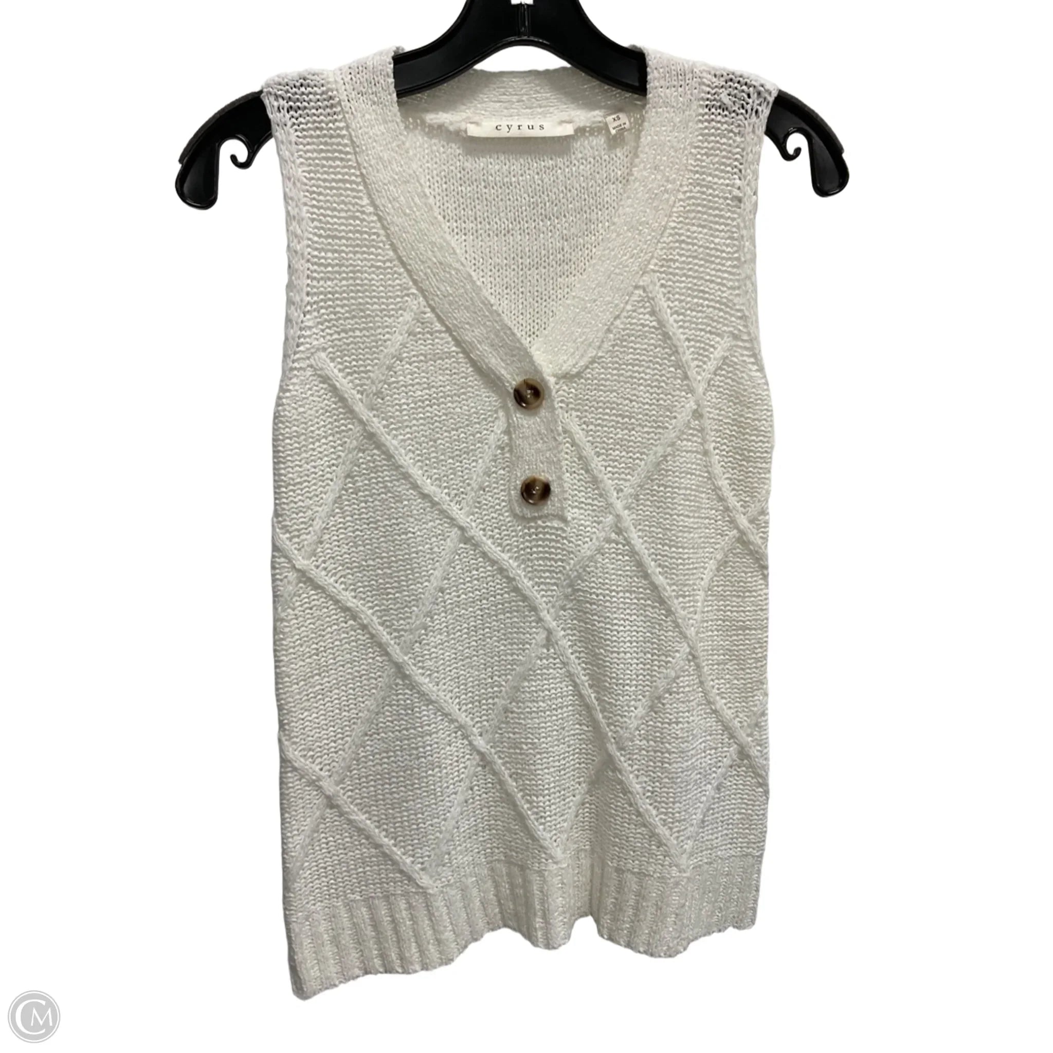 Designer Men's OvercoatsVest Sweater By Cyrus Knits In White, Size: Xs