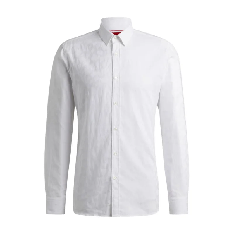 Men's Long-Sleeve Shirts for Year-Round WearExtra-slim-fit cotton shirt with jacquard-woven pattern Men's Long-Sleeve Shirts for Year-Round WearExtra-slim-fit cotton shirt with jacquard-woven pattern