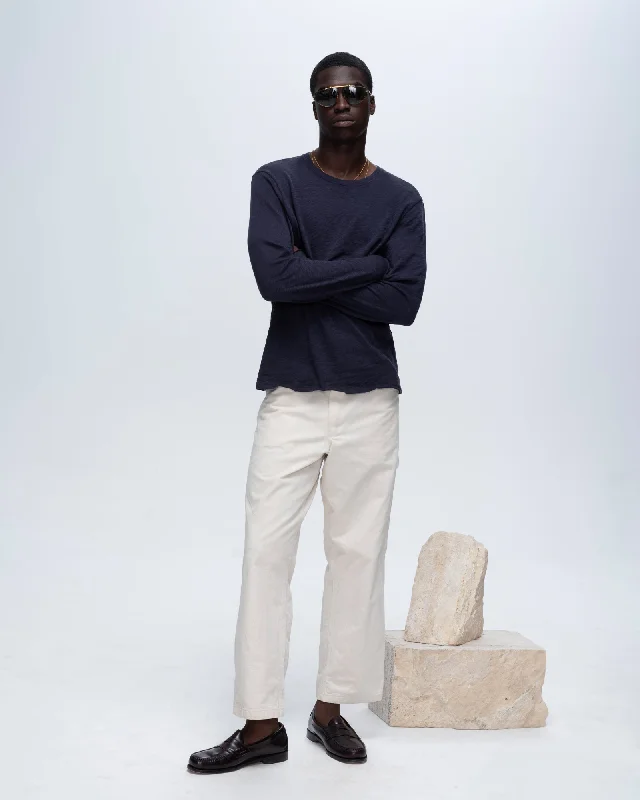 Men's Shirts with High NecksSlub Jersey Long Sleeve Destroyed Wash Tee - Midnight