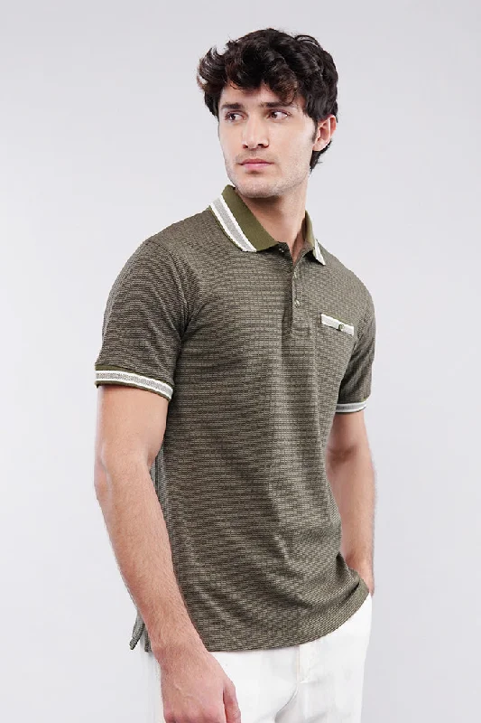 Men's Performance Shirts for SportsTexture Polo Shirt - Olive Green