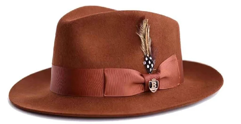 Lightweight Bucket HatsCognac Men's Wool Winter Fedora Hat Fabio Collection by Bruno Capelo Lightweight Bucket HatsCognac Men's Wool Winter Fedora Hat Fabio Collection by Bruno Capelo