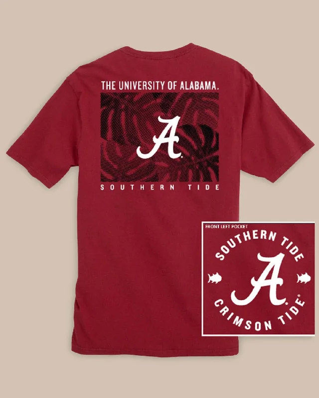 Men's Shirts with Geometric PatternsAlabama Crimson Tide Halftone Monstera T-Shirt