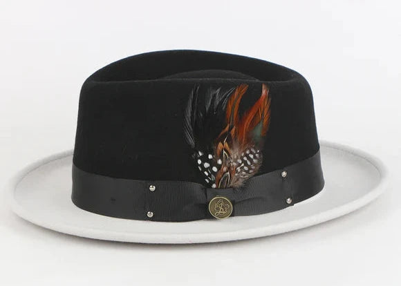 Best Casual HatsBlack and White Men's Fedora Felt Wool Hat Style No-THE BROADWAY