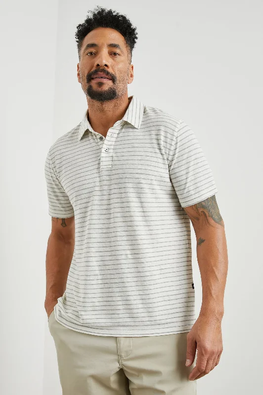 Men's Shirts with Pleated HemlinesNAPOLI POLO SHIRT - CREAM BARLEY STRIPE