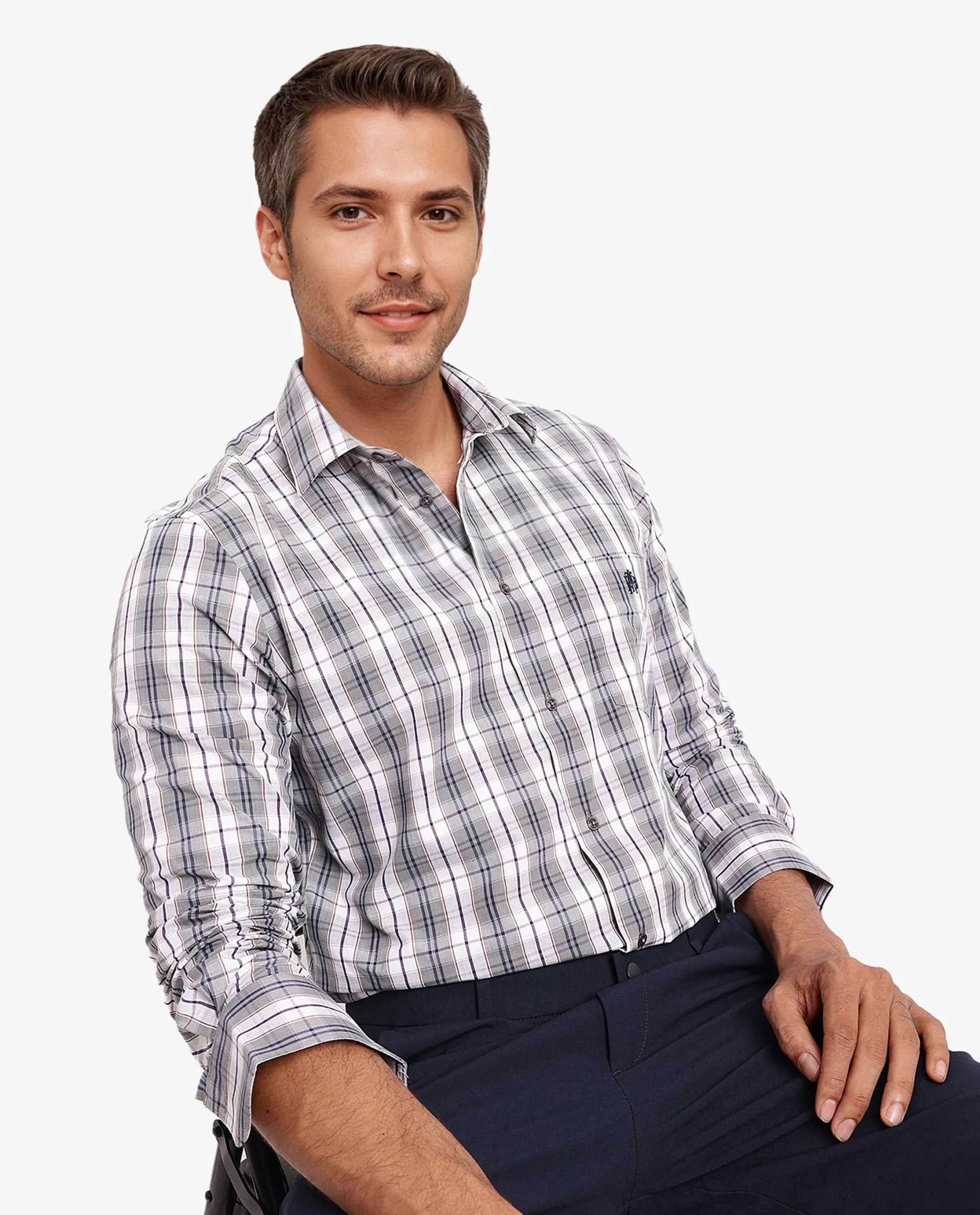 Men's Solid-Color Block Shirts for a Bold StatementRare Rabbit Men's Cottbus Grey Cotton Fabric Full Sleeve Collared Neck Checks Shirt Men's Solid-Color Block Shirts for a Bold StatementRare Rabbit Men's Cottbus Grey Cotton Fabric Full Sleeve Collared Neck Checks Shirt