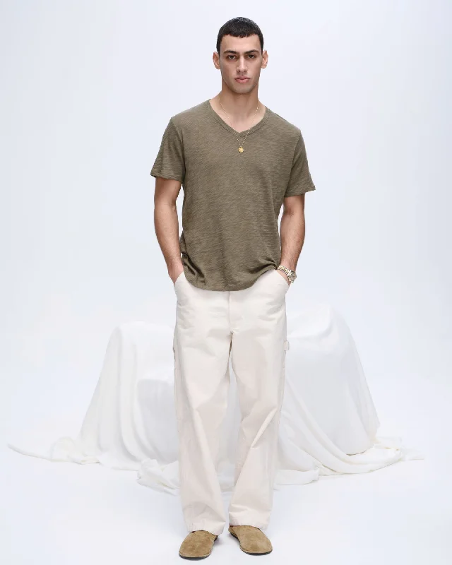 Men's Shirts with Pin CollarsSlub Jersey V-Neck Tee - Army