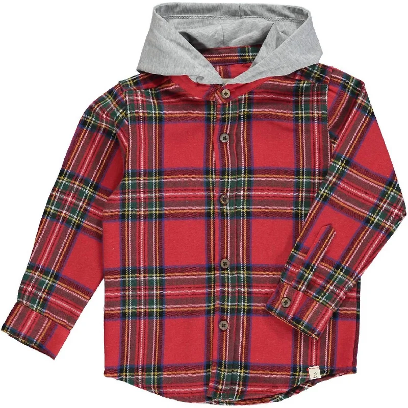 Men's Easy-Care Shirts for Busy LifestylesBoy's Dyer Hooded Long Sleeve Woven Shirt In Red/green Plaid Men's Easy-Care Shirts for Busy LifestylesBoy's Dyer Hooded Long Sleeve Woven Shirt In Red/green Plaid