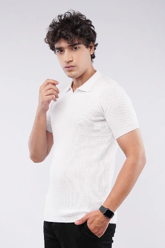 Men's Shirts with Button-Down PocketsJohnny Collar Polo Shirt - White