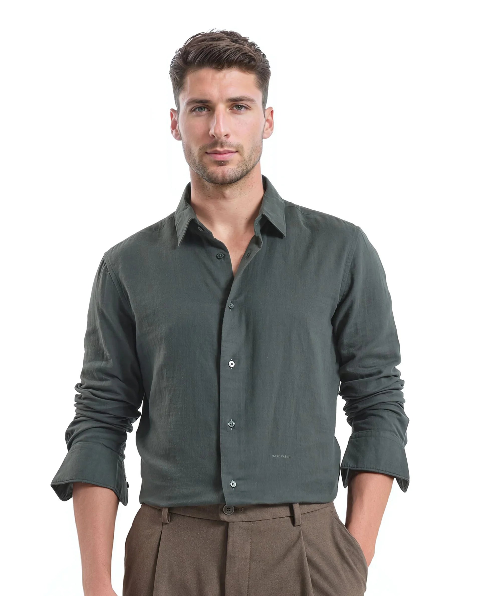 Men's Hawaiian Shirts for a Tropical VibeRare Rabbit Men Layerr Ls-25 Dark Green Cotton Fabric Full Sleeves Collared Neck Button Closure Plain Shirt Men's Hawaiian Shirts for a Tropical VibeRare Rabbit Men Layerr Ls-25 Dark Green Cotton Fabric Full Sleeves Collared Neck Button Closure Plain Shirt