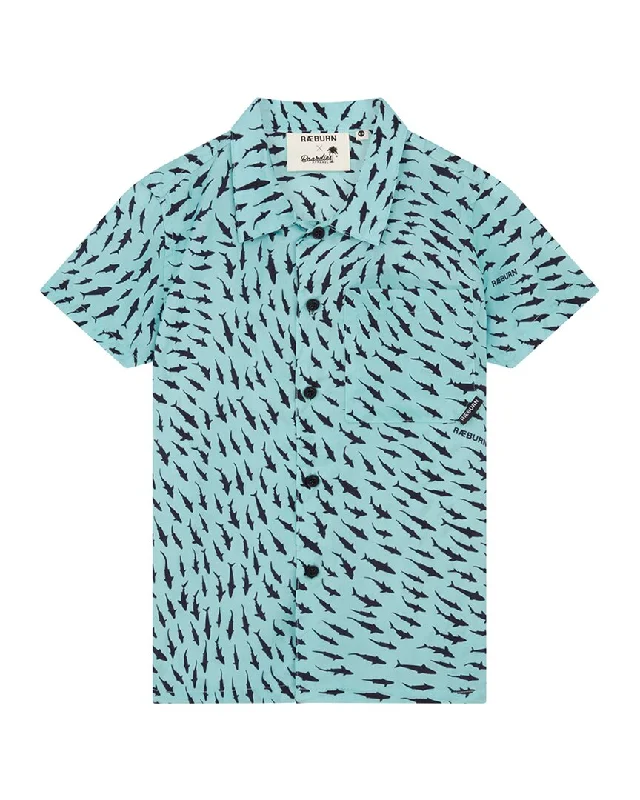 Men's Organic Cotton Shirts for Eco-ConsciousnessBoardies¨ X Raeburn Sharks Open Collar Shirt Men's Organic Cotton Shirts for Eco-ConsciousnessBoardies¨ X Raeburn Sharks Open Collar Shirt