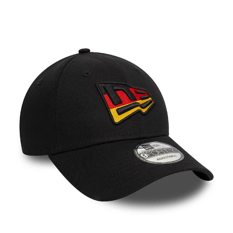 Vibrant Baseball HatsNew Era German Country Flag Infill Black 9FORTY Adjustable Cap
