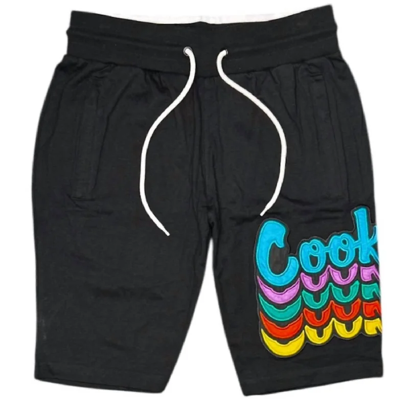 Stylish Men's Patterned and Solid ShortsMen's Multiple Logo Drawstring Shorts In Black Stylish Men's Patterned and Solid ShortsMen's Multiple Logo Drawstring Shorts In Black