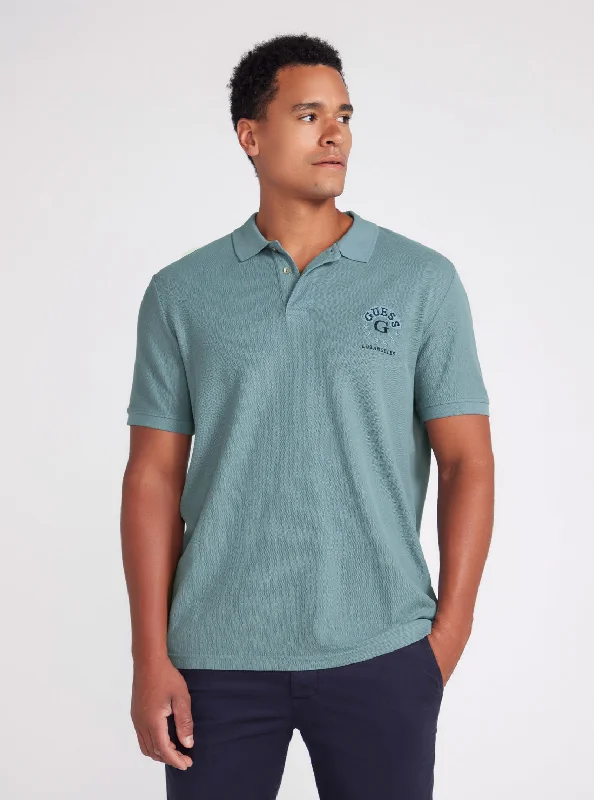 Men's Shirts with High NecksOcean Blue Ground Logo Polo T-Shirt
