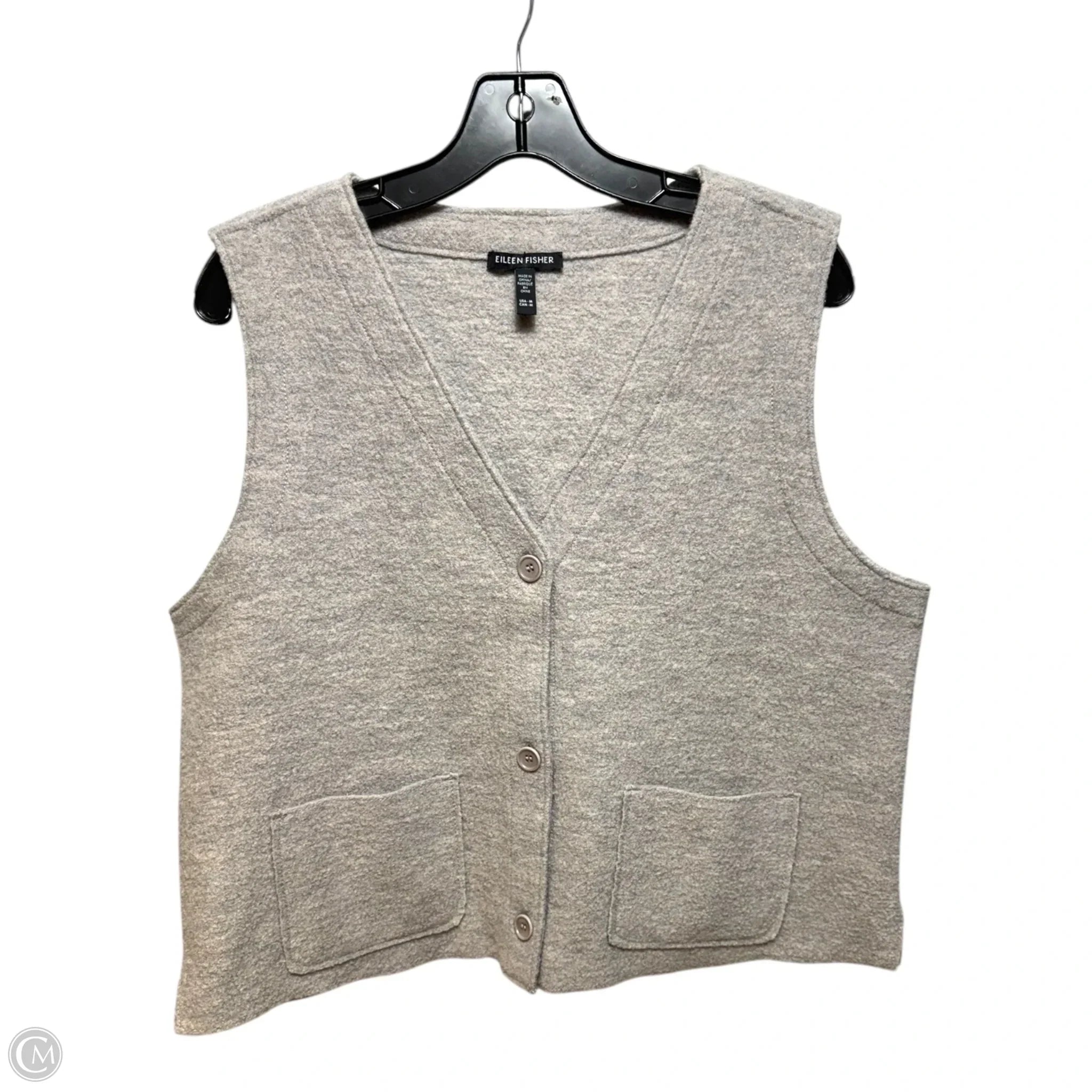 Men's Coats for Short MenWool Cropped Vest Other By Eileen Fisher In Grey, Size: M
