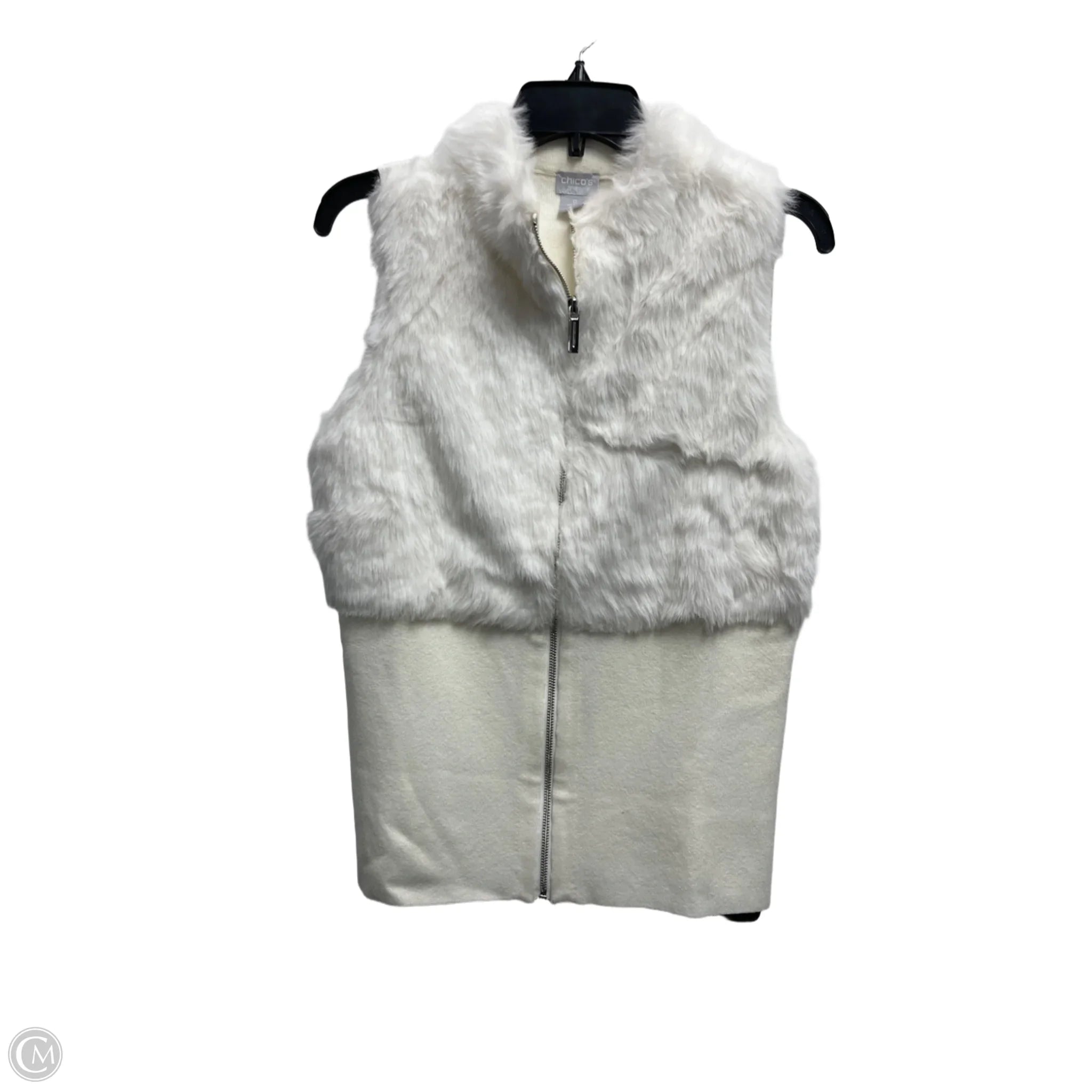 Men's Coats with Stretch FabricVest Faux Fur & Sherpa By Chicos In White, Size: S