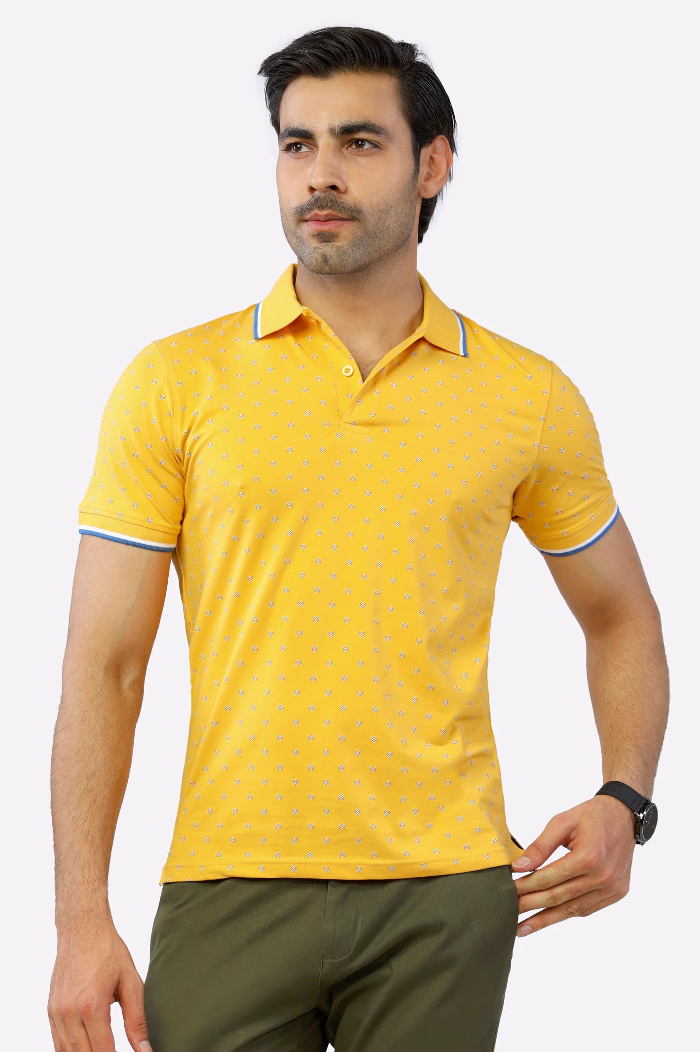 Casual Men's T-ShirtsYellow Printed Polo