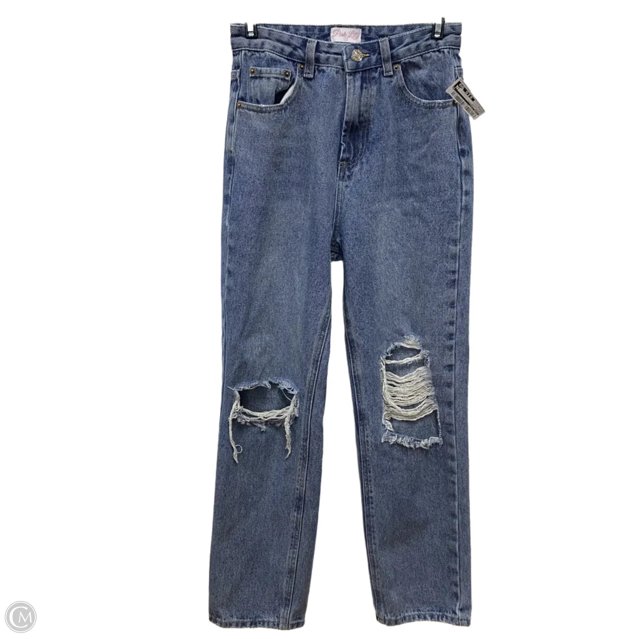Men's Jeans with Elastic WaistbandsJeans Straight By Pink Lily In Blue Denim, Size: 2 Men's Jeans with Elastic WaistbandsJeans Straight By Pink Lily In Blue Denim, Size: 2