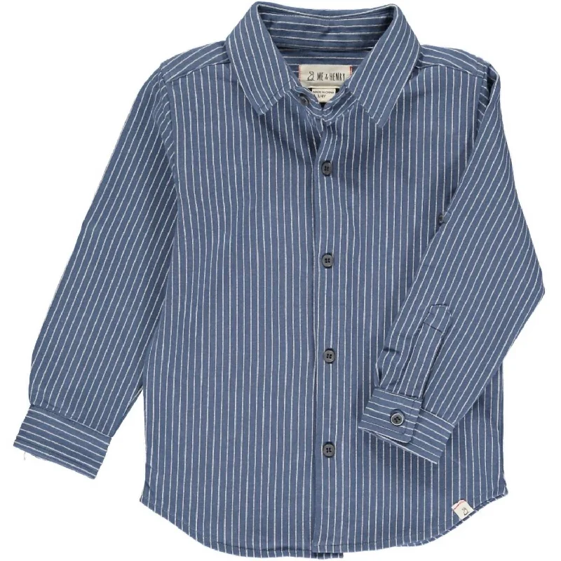 Men's Striped Shirts for a Maritime TwistBoys Jersey Knit Button Down Shirt In Blue