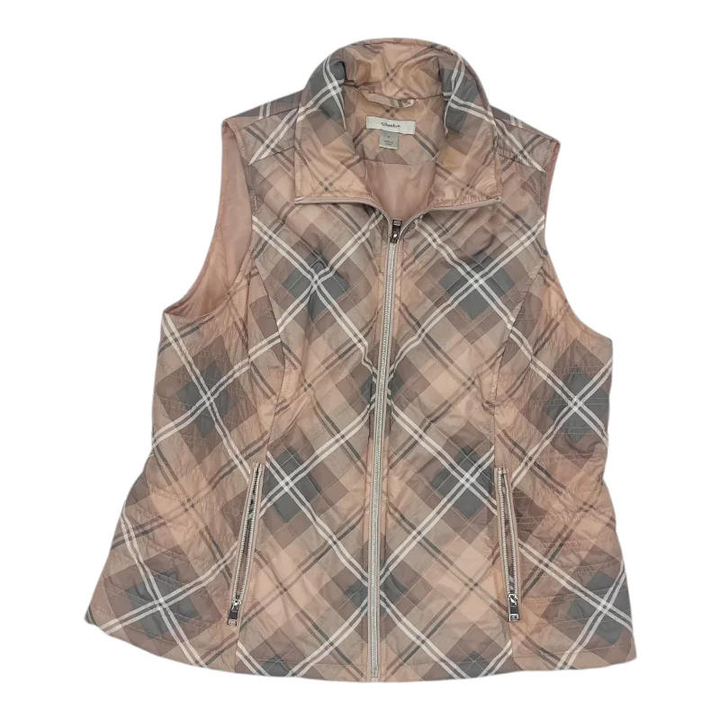 Elegant Men's Wool CoatsVest Puffer & Quilted By Cj Banks In Grey & Pink, Size:1X