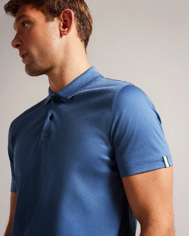 Men's Shirts with Full PlacketsZeiter Short Sleeve Slim Fit Polo Shirt Dk-Blue
