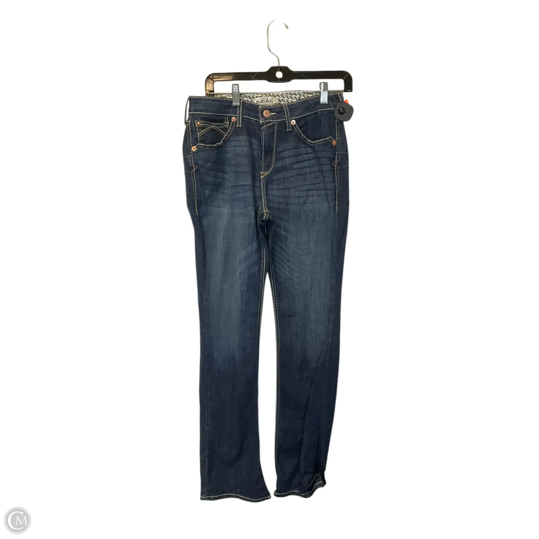 Modern Ripped and Distressed Men's JeansJeans Boot Cut By Ariat In Blue Denim, Size: 6