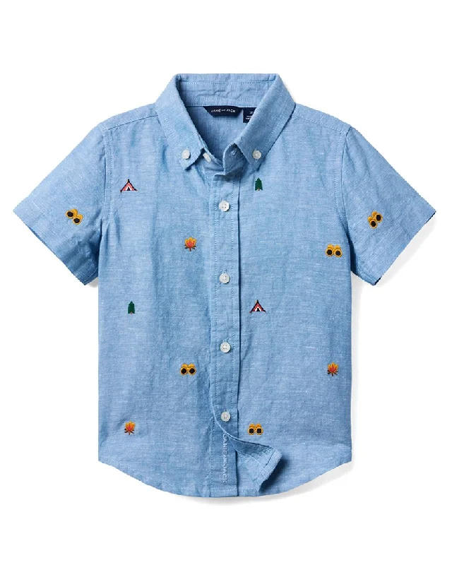 Men's Camping Shirts for Outdoor AdventuresJanie and Jack Embroidered Linen-Cotton Shirt Men's Camping Shirts for Outdoor AdventuresJanie and Jack Embroidered Linen-Cotton Shirt